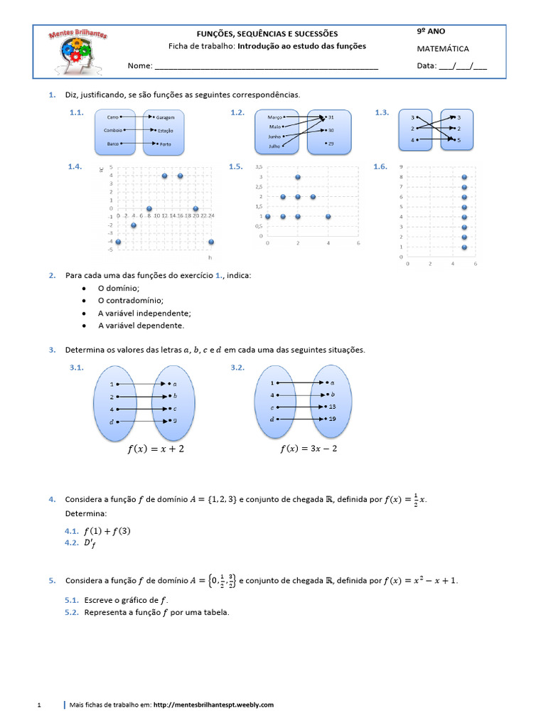 Funções 1 Introdução Ao Estudo Das Funções | PDF | Função (Matemática ...