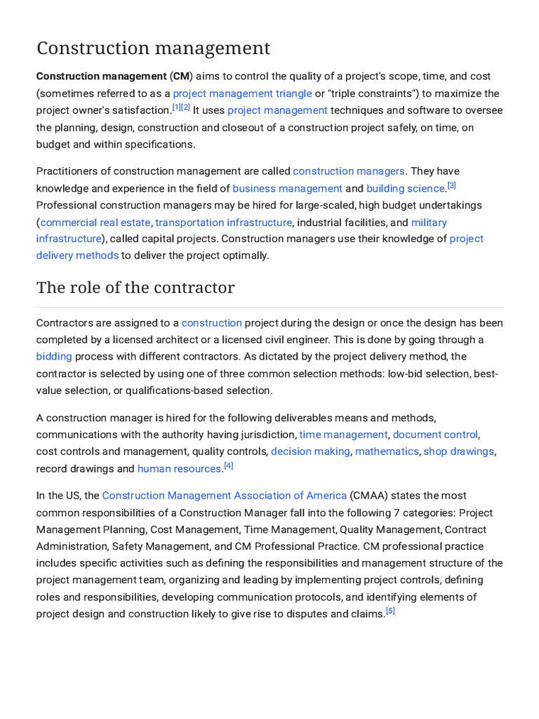 Overview of Construction Management | PDF | Construction Management ...