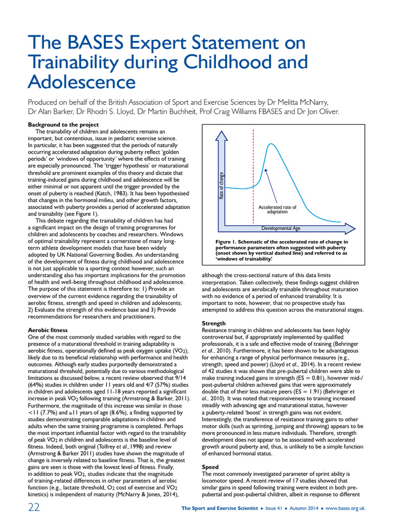 The BASES Expert Statement On Trainability During Childhood and ...