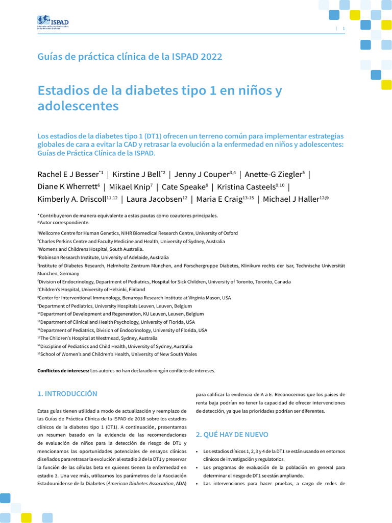 Capítulo 2 ISPAD Estadios | PDF | Diabetes | Antígeno leucocitario humano