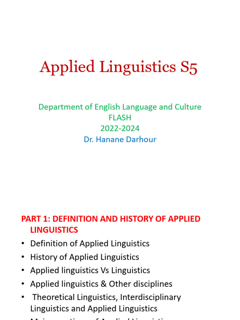 Definition and History of Applied Linguistics | PDF | Second Language ...