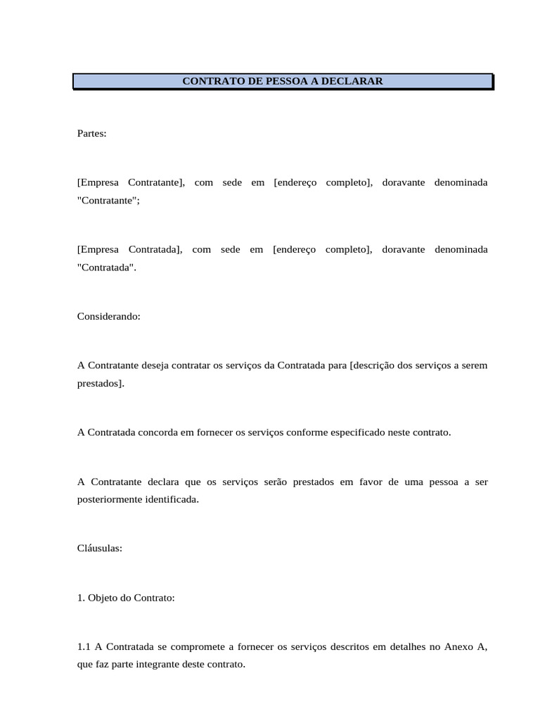 Contrato de pessoa a declarar pdf