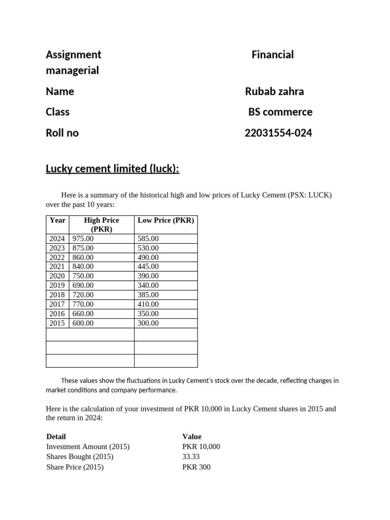 Assignment Financial Managerial Pdf Return On Investment Dividend