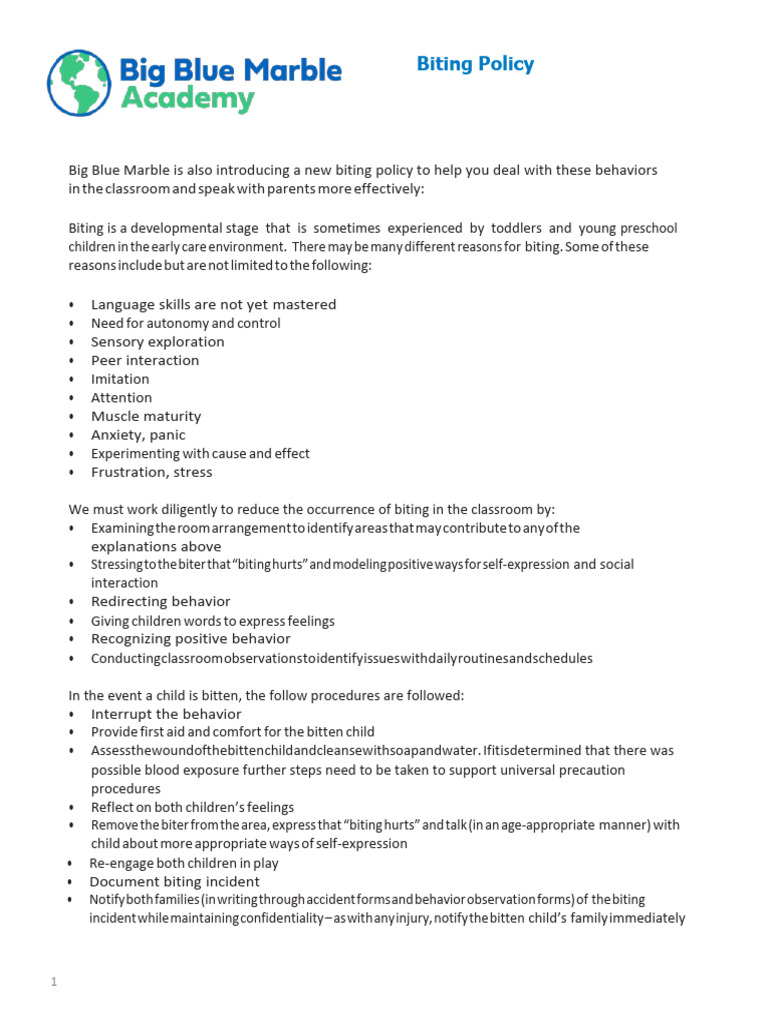 Child Biting Policy | PDF | Human Development | Social Psychology