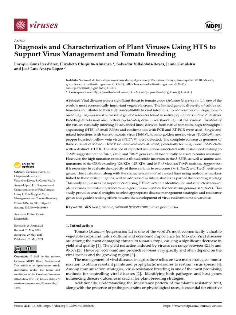 Detection and Characterization of Plant Viruses | PDF | Virus | Dna ...