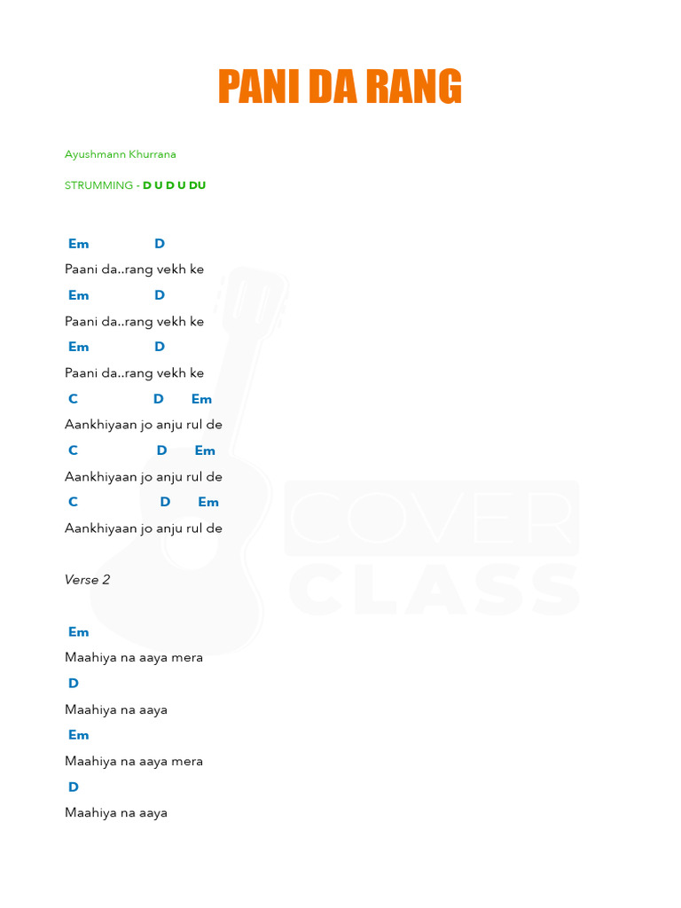 Pani Da Rang Guitar Chords & Strumming | PDF