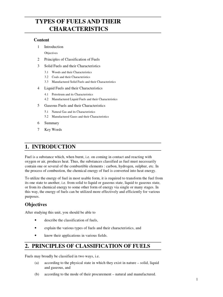 Fuels and Properties | PDF | Fuels | Coal