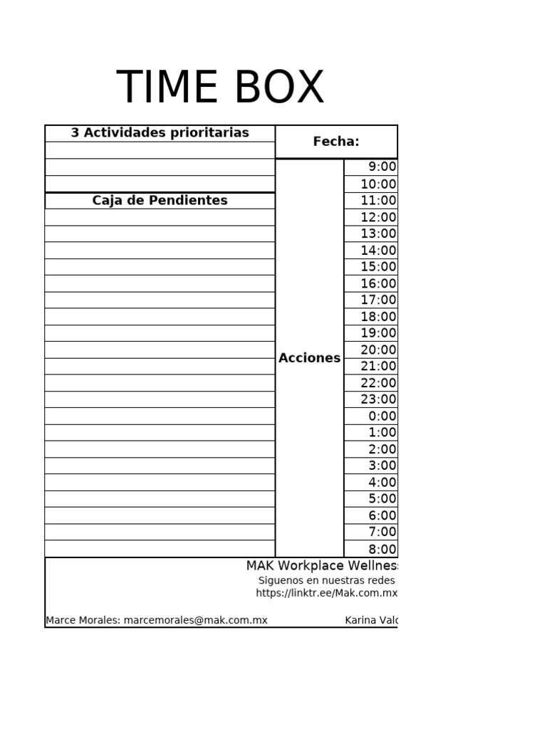 Time Box Plan