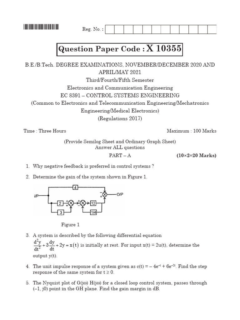 Control Systems Engineering Exam Paper | PDF | Control Theory | Feedback