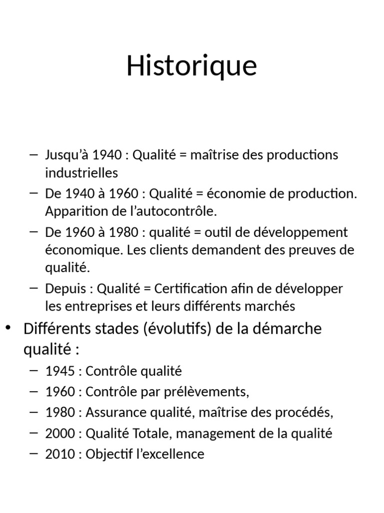 Évolution de la démarche qualité en entreprise | PDF | Management de la ...