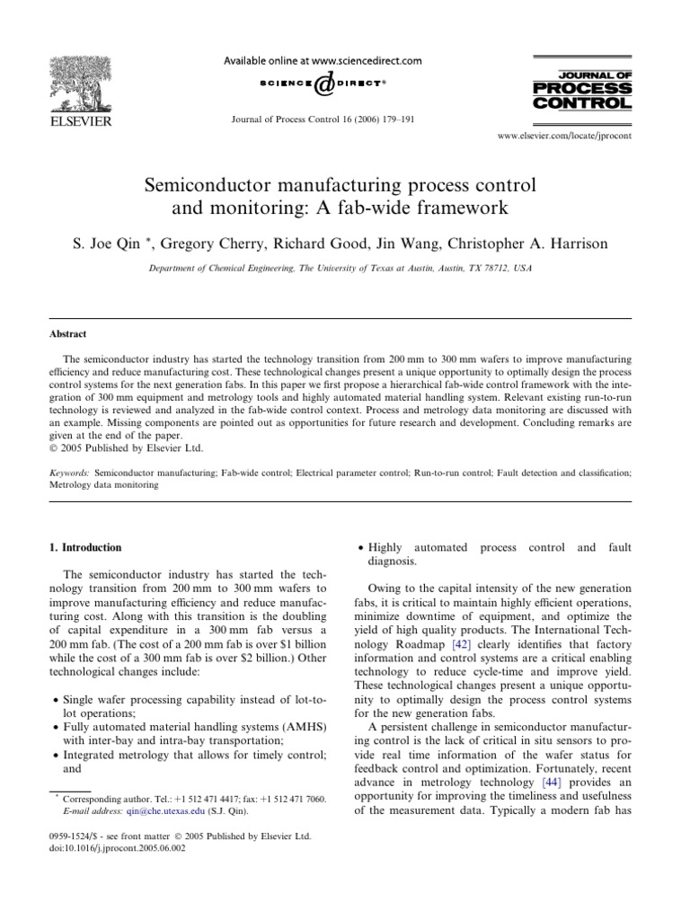Fab-wide Control in Semiconductor Manufacturing | PDF | Semiconductor ...
