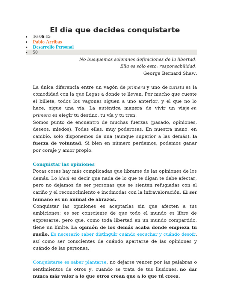 El Día que Decides Conquistarte | PDF
