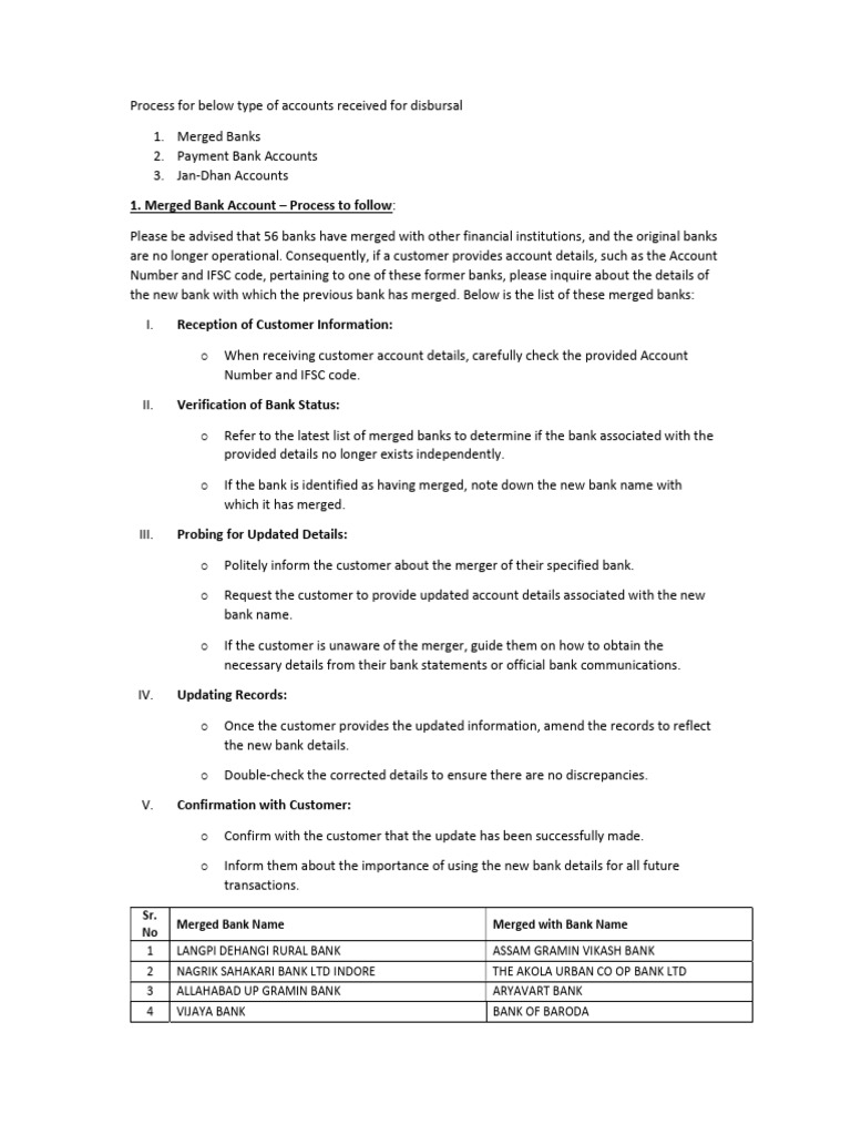 Merged Bank Account Disbursal Process | PDF | Banks | Kerala