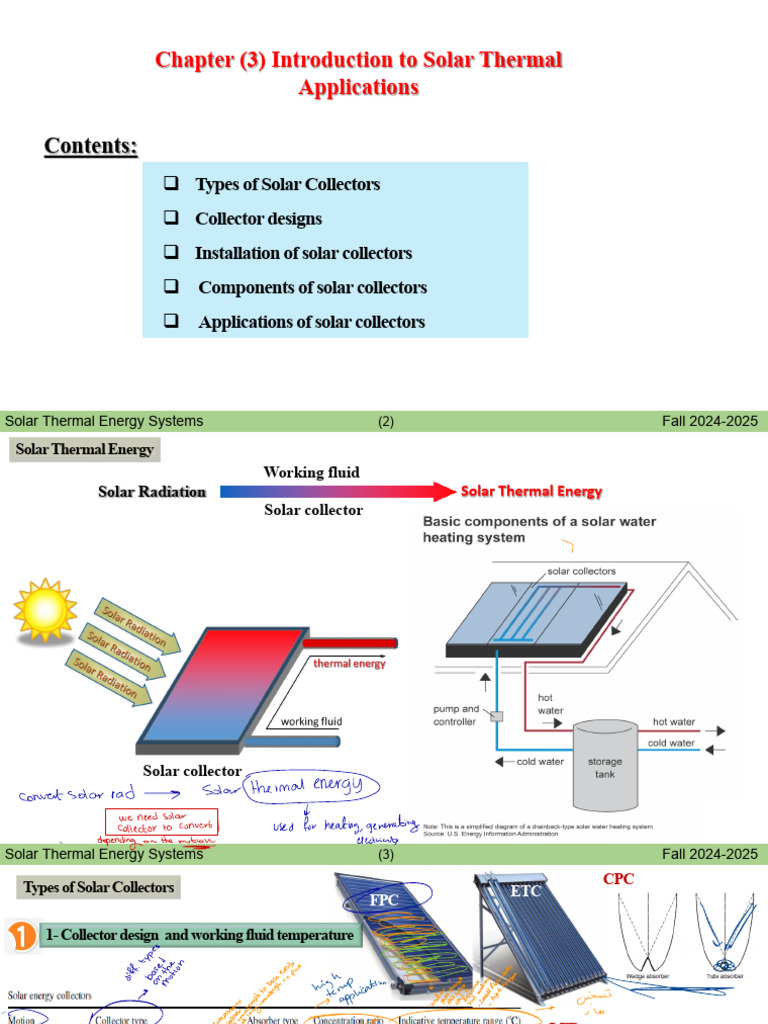 Solar Thermal Systems Overview | PDF | Solar Energy | Water Heating