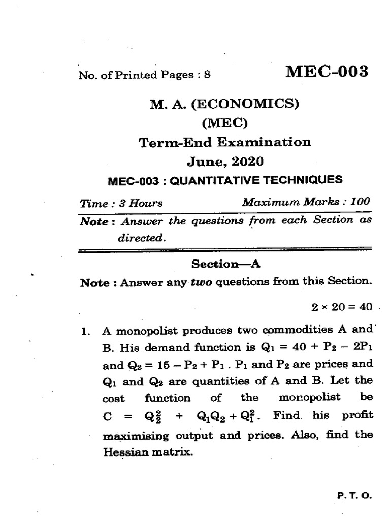 Mec 003 | PDF | Demand | Applied Mathematics