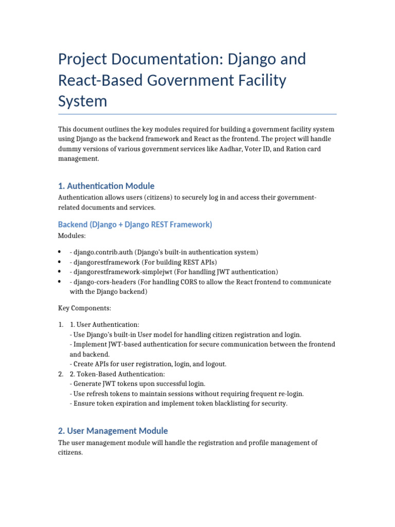 Django React Project Modules Documentation | PDF | Login | Databases