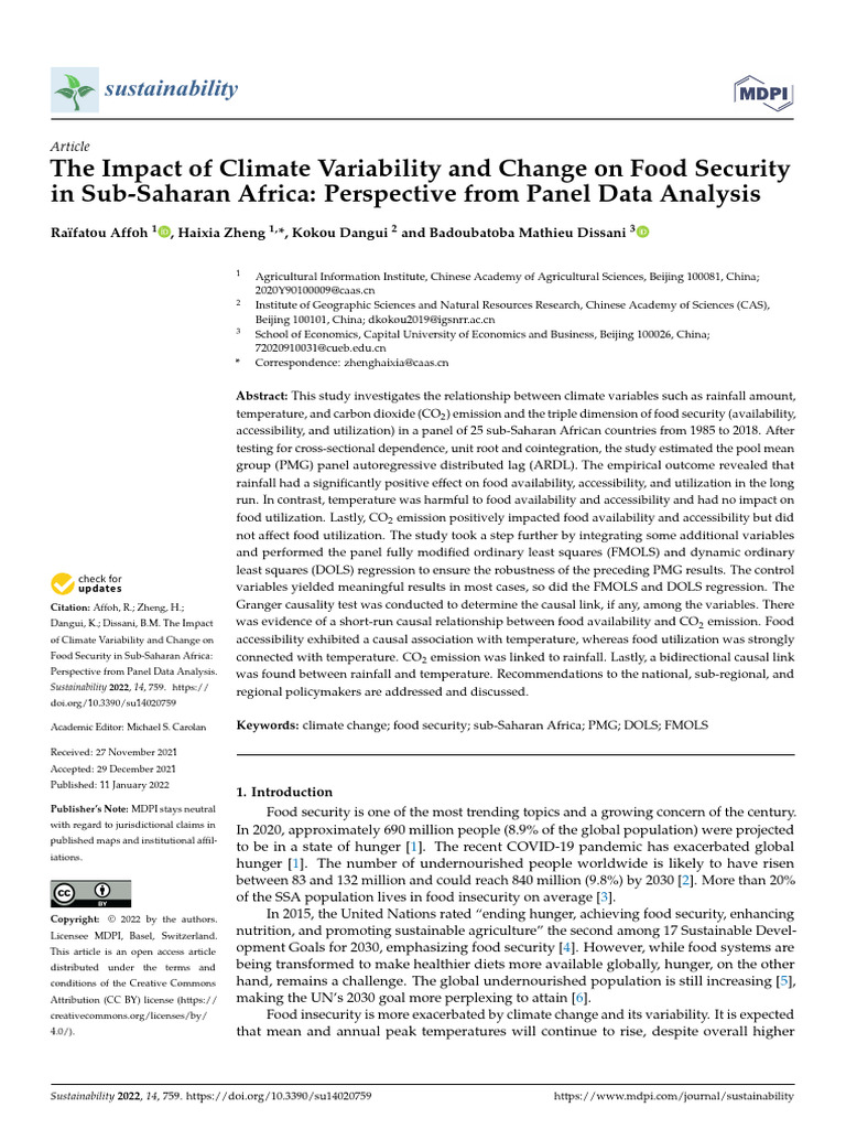Sustainability 14 00759 v2 | PDF | Food Security | Agriculture