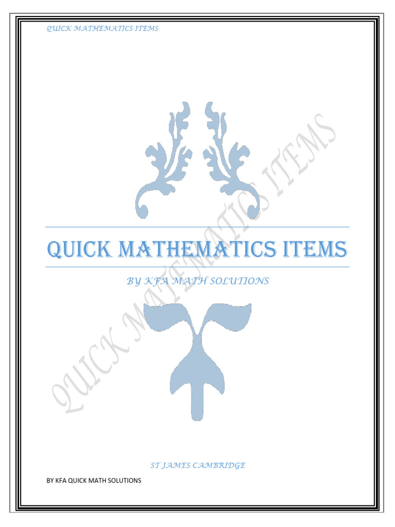 Quick Mathematics Practice Items | PDF | Area | Identity Document
