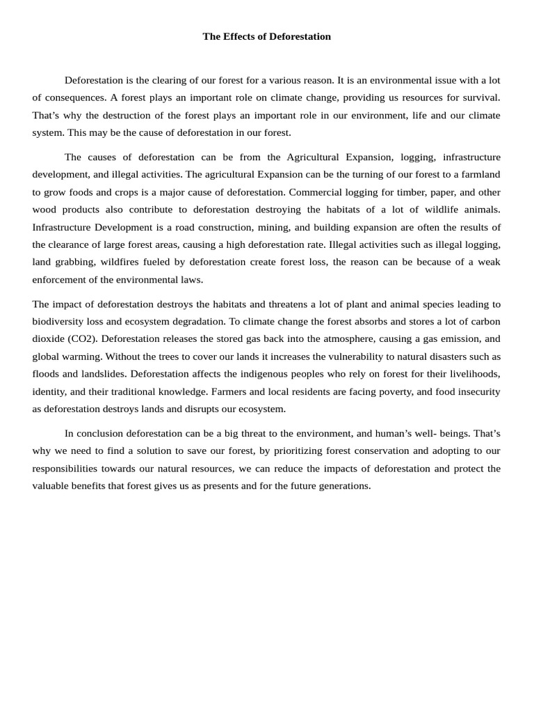 Impact of Deforestation on Ecosystems | PDF