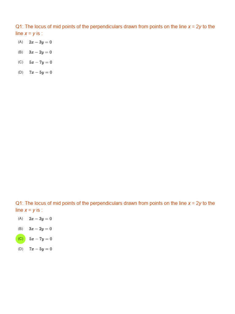JEE Mains Straight Line Problems | PDF | Triangle | Circle