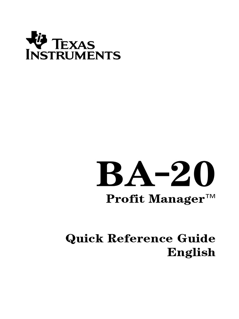 BA.20 Profit Manager Quick Guide | PDF | Calculator | Numbers