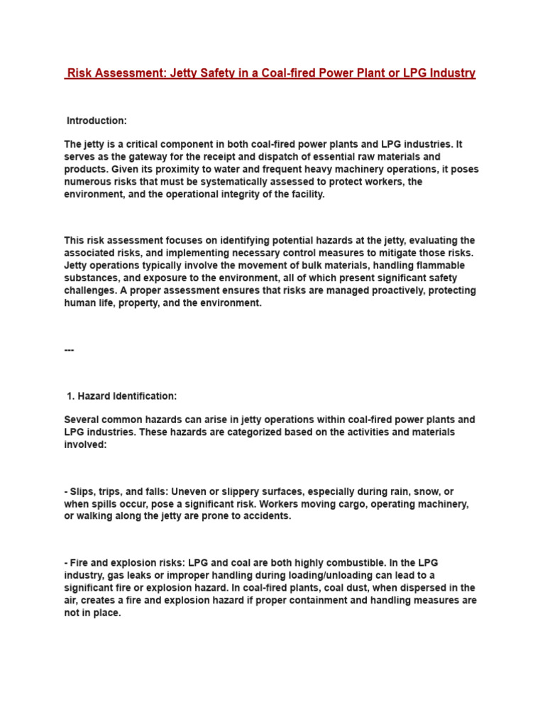 Jetty Safety Risk Assessment in Power Plants | PDF | Risk | Risk Assessment