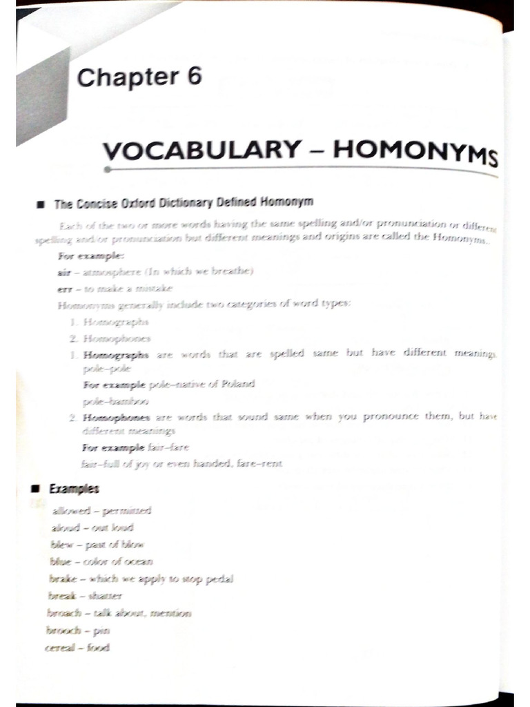 Homonyms and Homophones | PDF