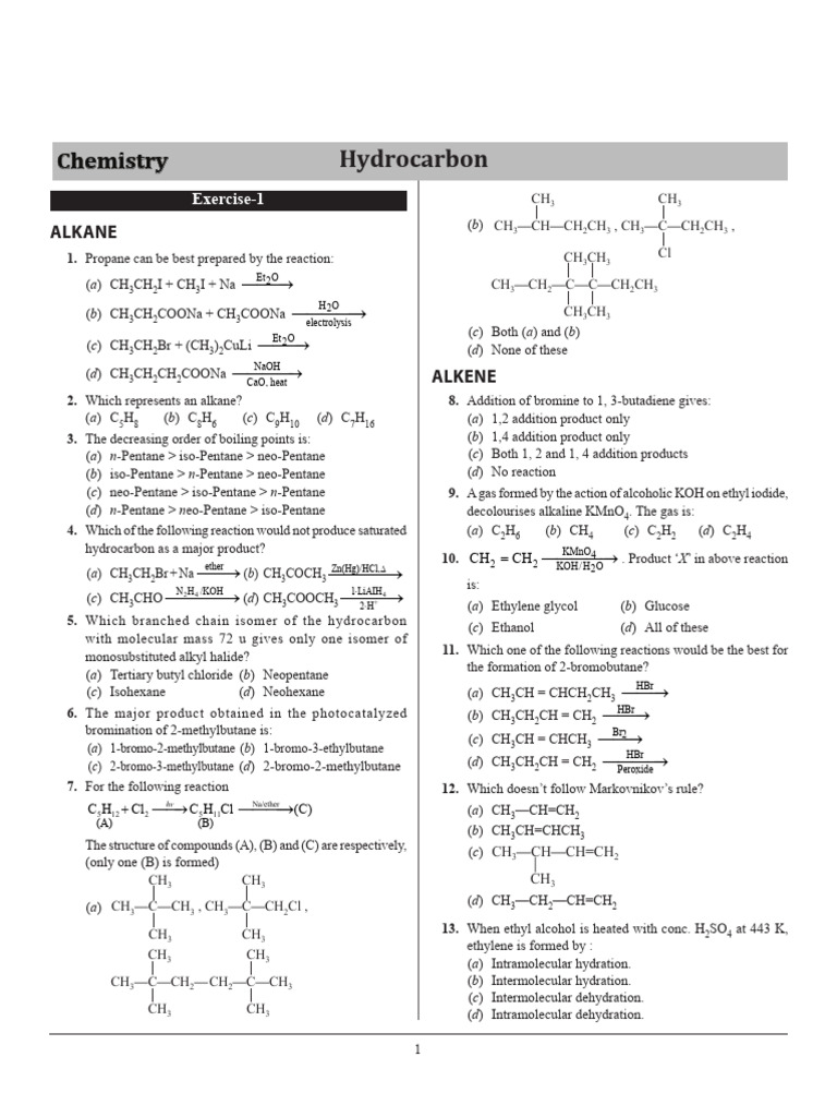 Hydrocarbon Reactions and Isomerism | PDF | Alkene | Conformational ...
