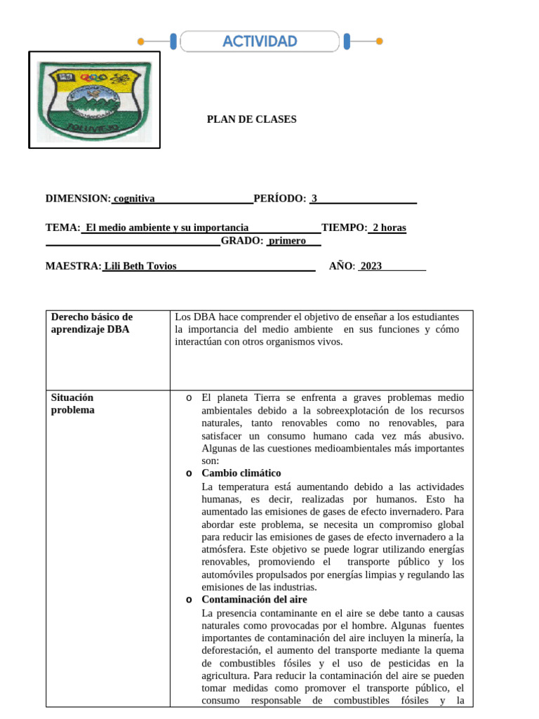 Plan de Clases de Ciencias Naturales 2023 Keiris | PDF | Evaluación ...