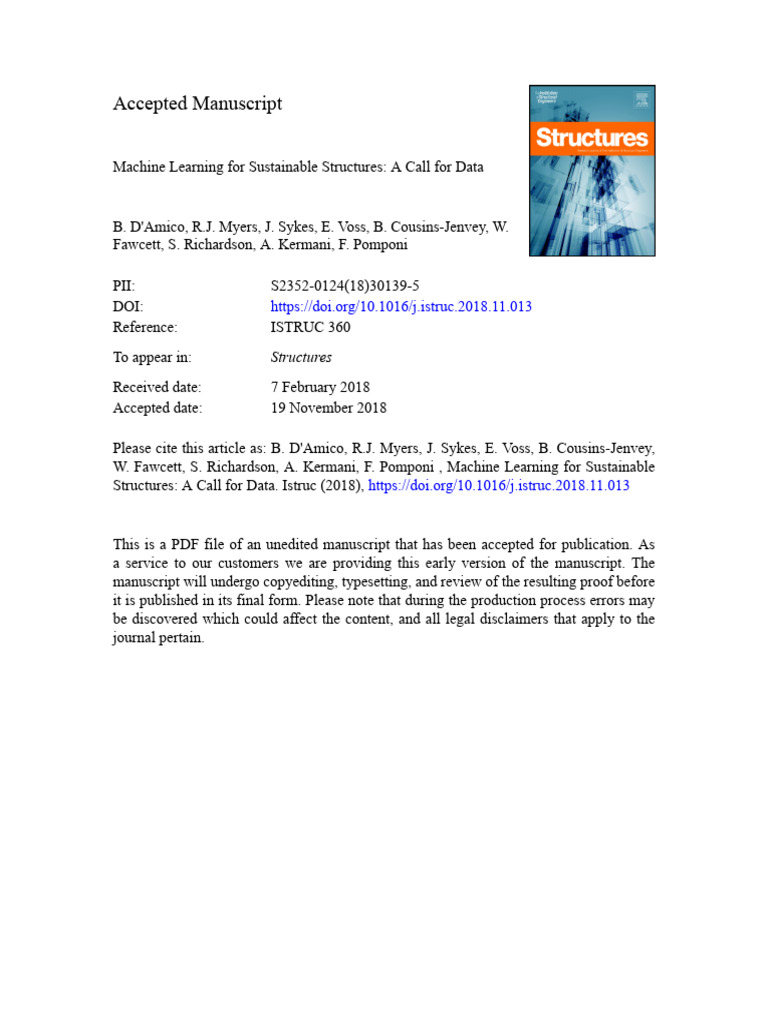 Accepted Manuscript: Structures | PDF | Life Cycle Assessment | Green ...