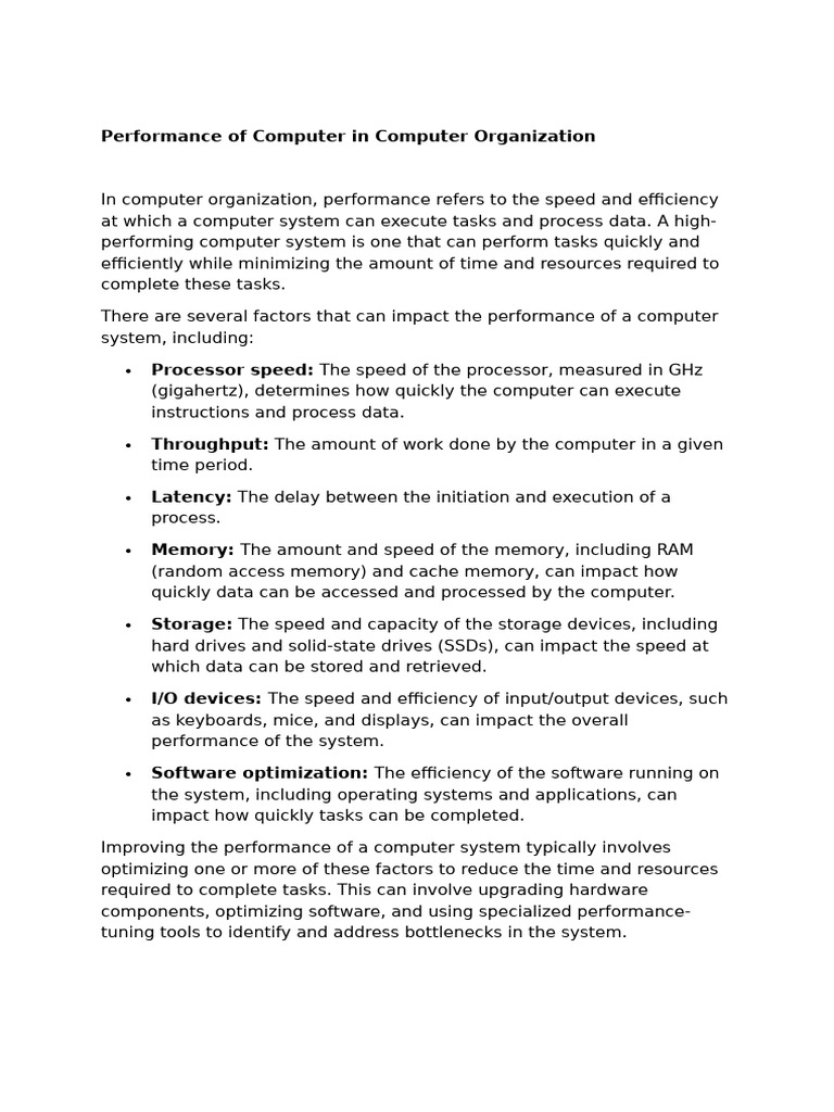 Performance of Computer in Computer Organization | PDF | Computer Data ...