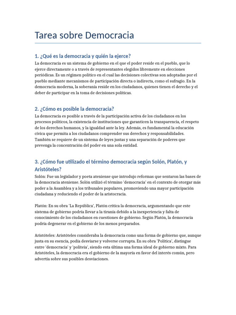 Fundamentos y Elementos de la Democracia | PDF | Democracia ...