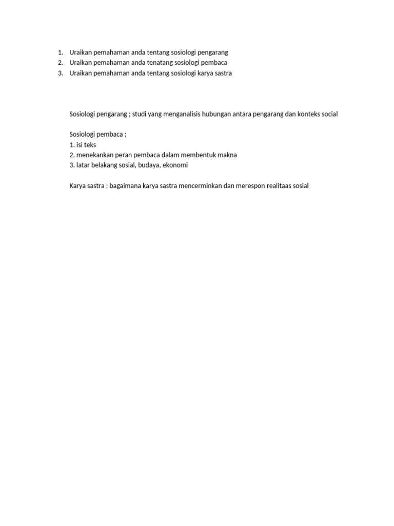Uraikan Pemahaman Anda Tentang Sosiologi Pengarang | PDF | Fiksi Umum
