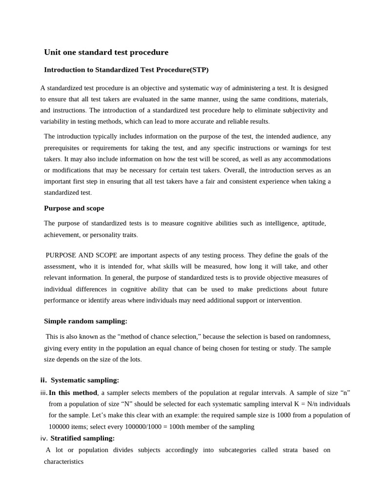 Standardized Test Procedures Overview | PDF | High Performance Liquid ...