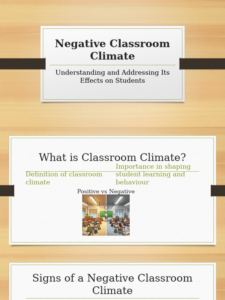 Addressing Negative Classroom Climate | PDF | Career & Growth
