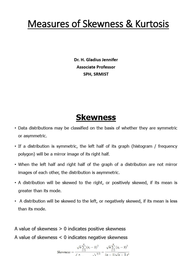 Measures of Skewness & Kurtosis | PDF