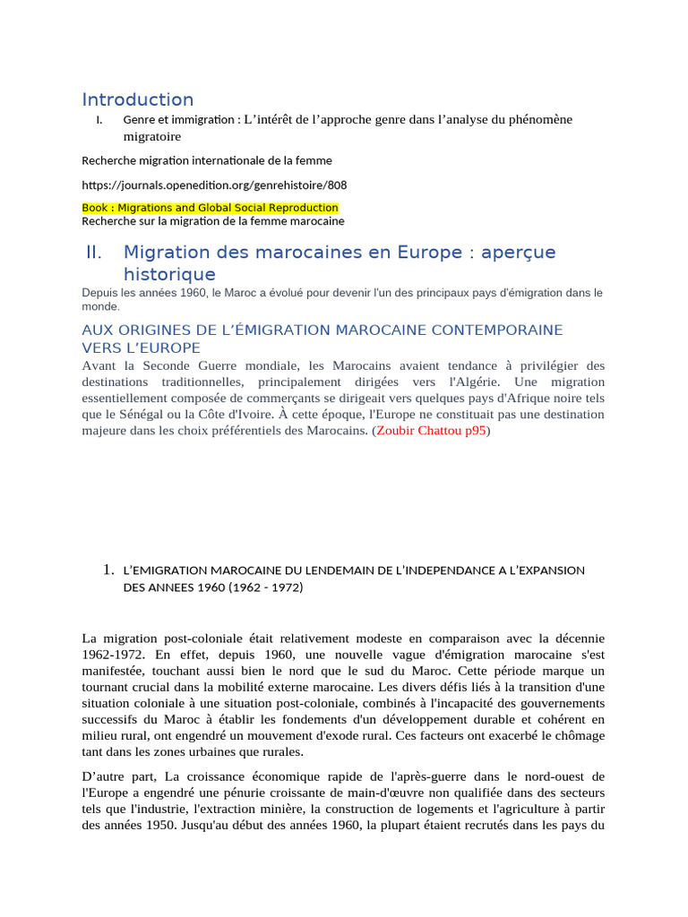Migration des femmes marocaines en Europe | PDF | Migration humaine | Maroc