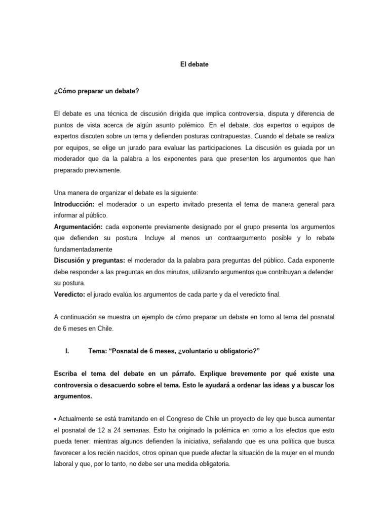 Cómo preparar un debate efectivo | PDF | Amamantamiento | Infantes