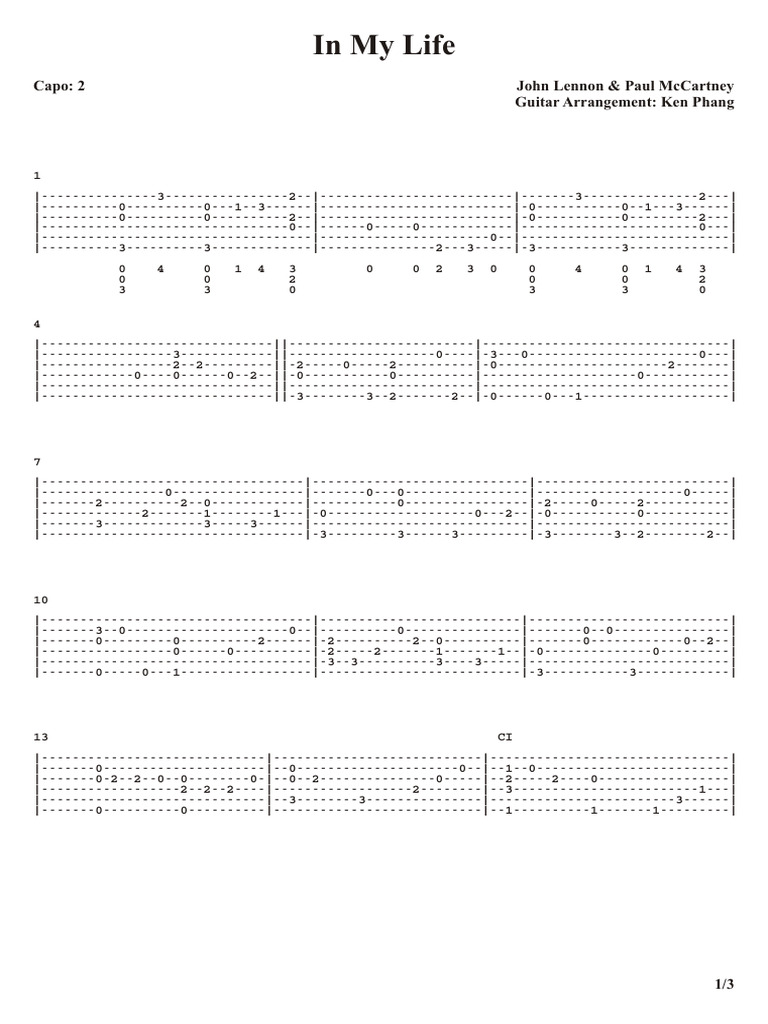 beatles-in-my-life-arr-ken-phang-tablatura-pdf-pop-rock-songs-written