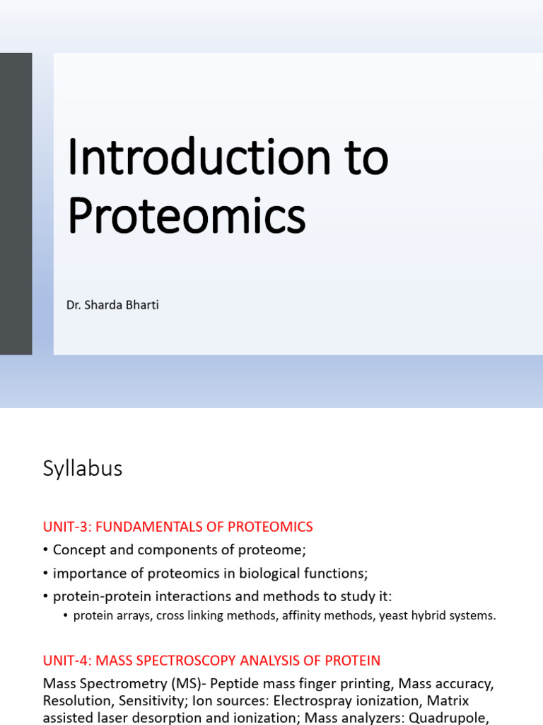Lecture 1 Introduction Proteomics Sb Pdf Gel Electrophoresis