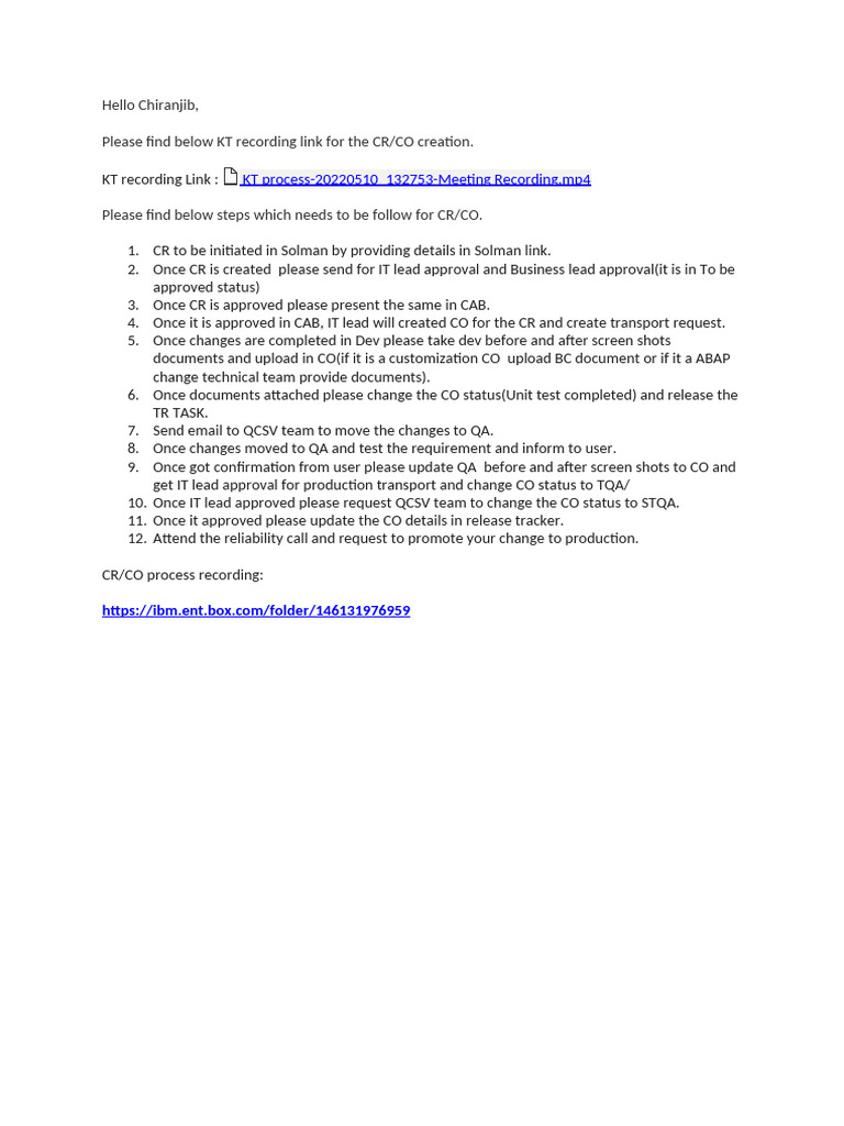 CR/CO Creation Process Guide | PDF