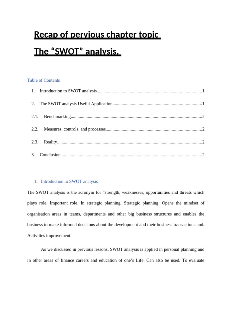 Effective SWOT Analysis Guide | PDF | Swot Analysis | Economies