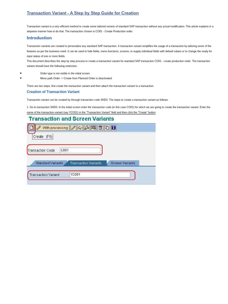 Creating Transaction Variants in SAP | PDF | Menu (Computing) | Computing