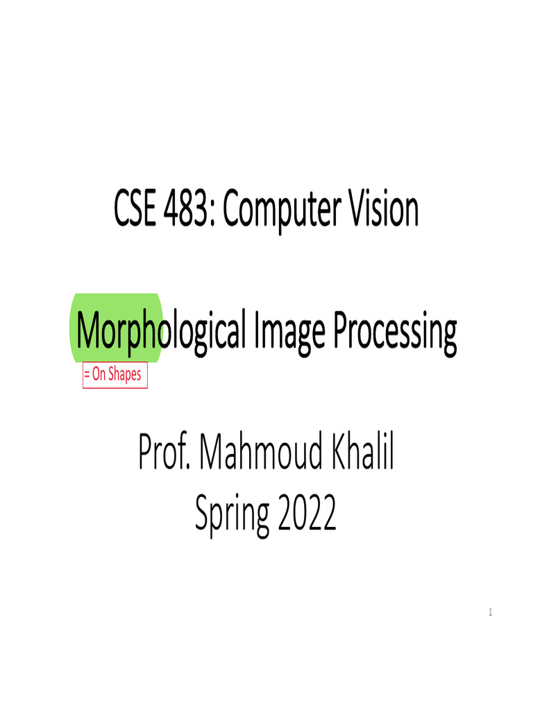 Morphological Image Processing Techniques | PDF | Applied Mathematics ...