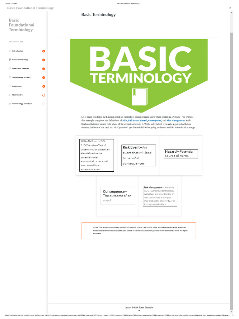 Risk Management Course / 1 - Basic Foundational Terminology | PDF ...