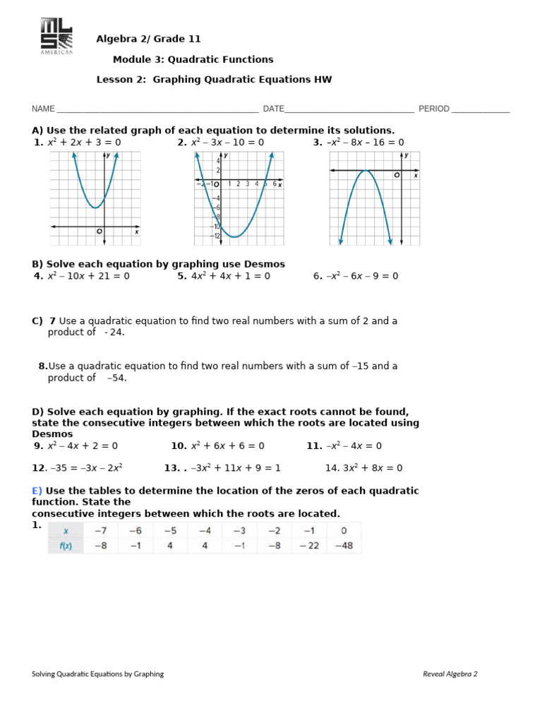 3.2 HW | PDF | Quadratic Equation | Algebra