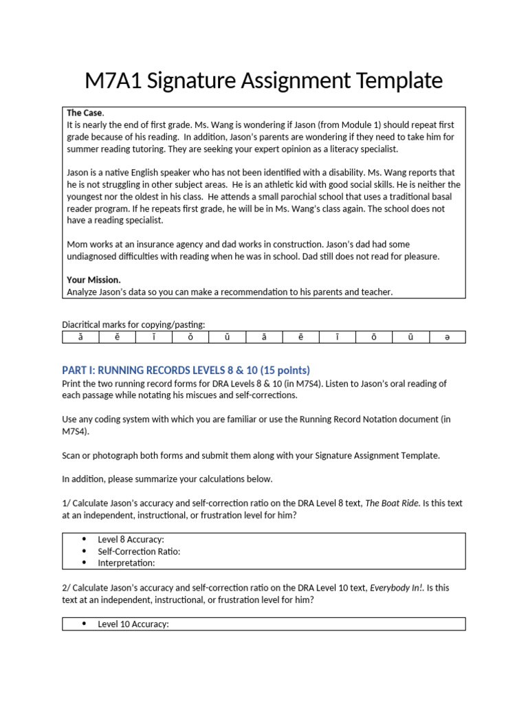 EDC 272 M7A1 Signature Assignment Template | PDF | Phonics | Writing
