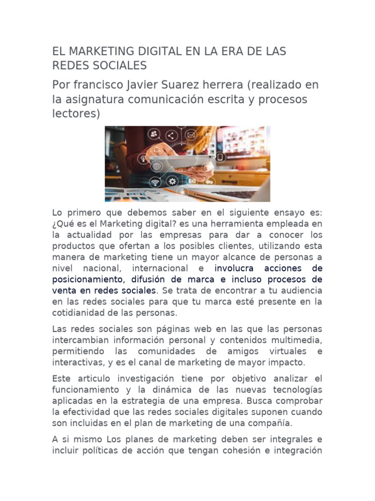 El Marketing Digital en La Era de Las Redes Sociales | PDF | Publicidad ...