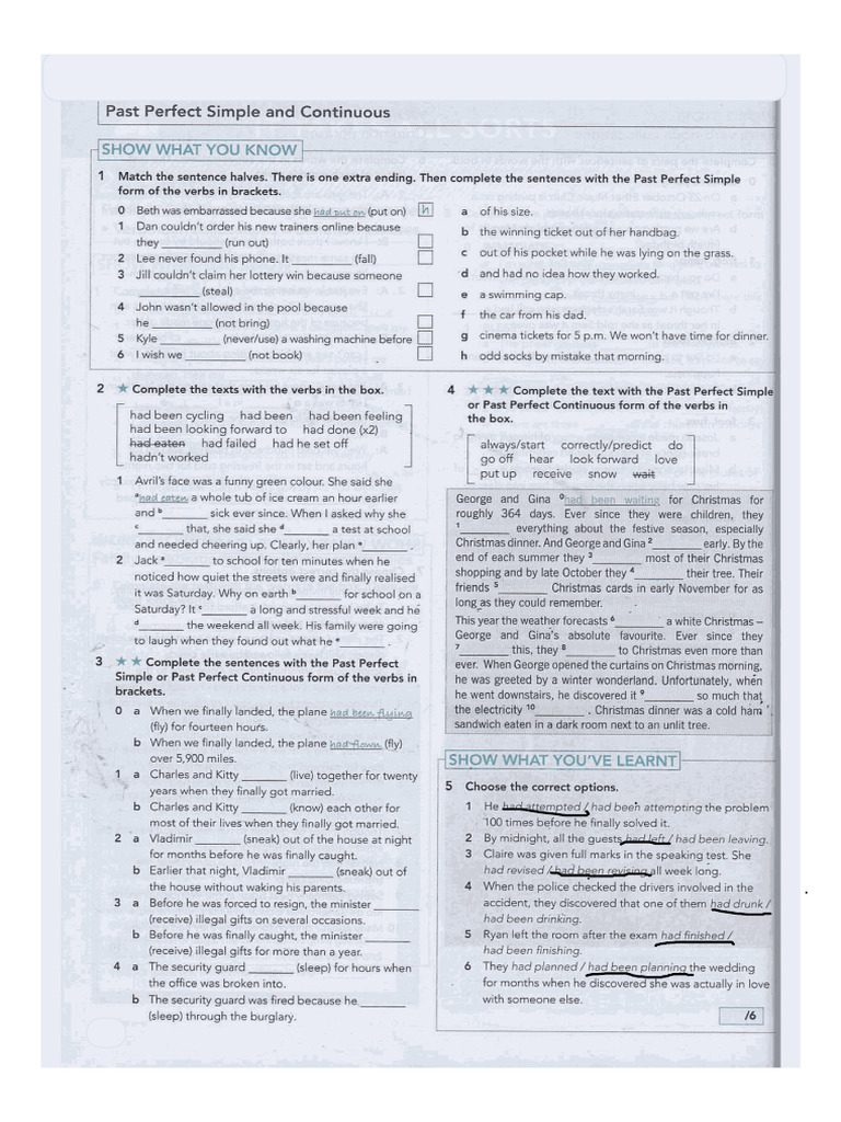 Past Perfect Past Perfect Continuous | PDF
