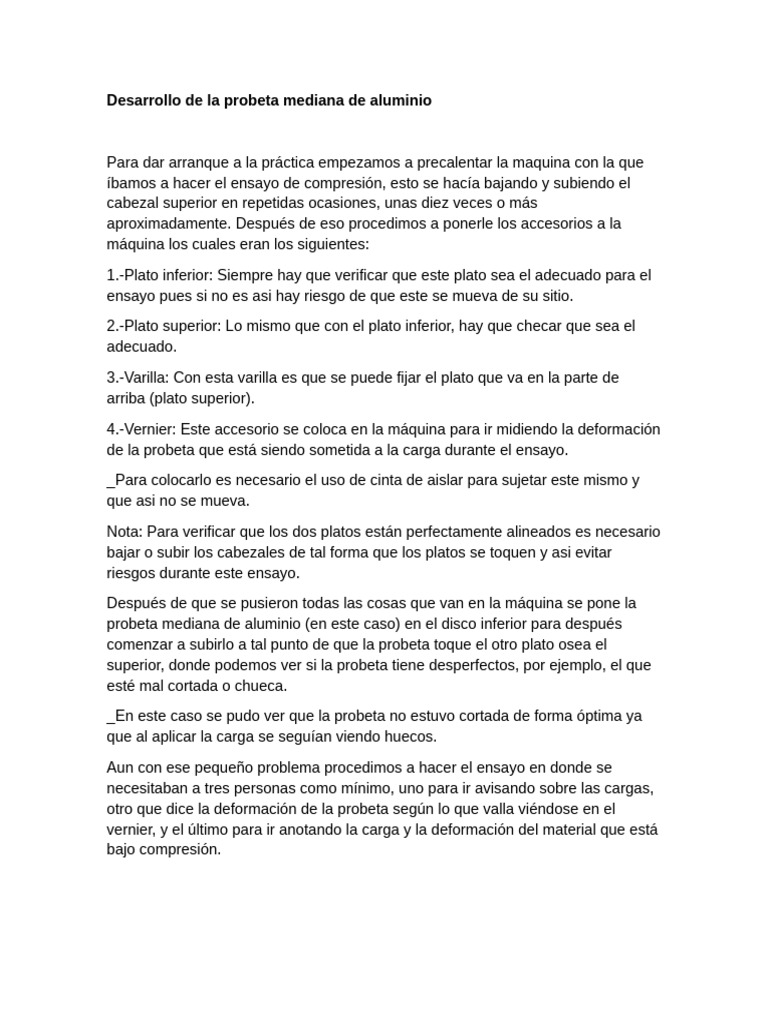 Desarrollo de La Probeta Mediana de Aluminio | PDF | Aluminio